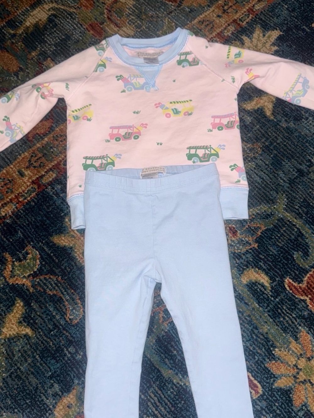 Pink & Light Blue Toddler Set with Golf Cart Print